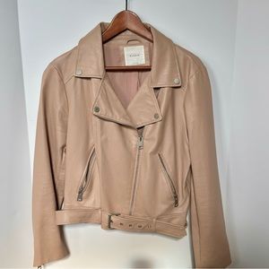 Elodie Beige Faux Leather Moto Jacket